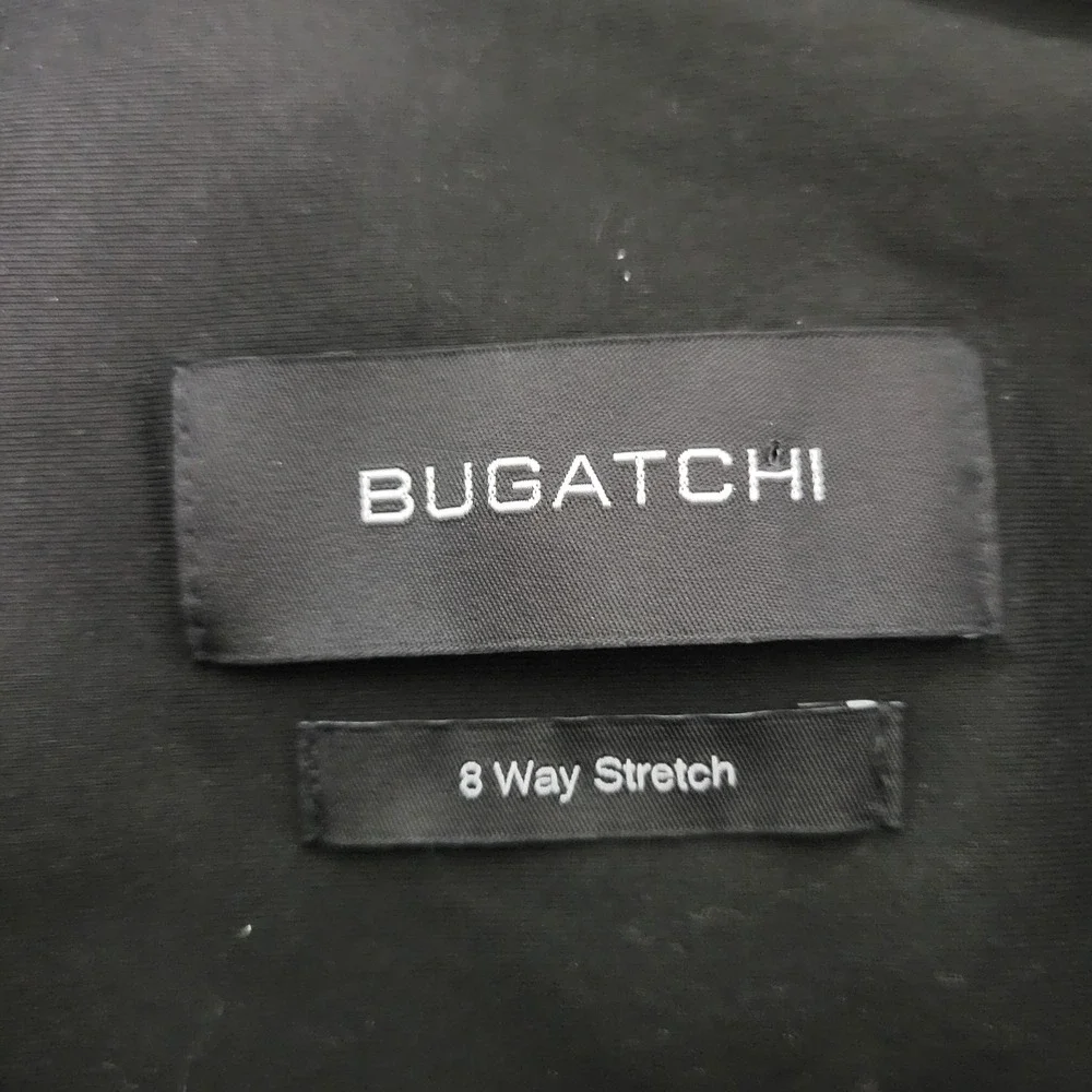 Bugatchi 8 Way Stretch‎ Mens 2XL Solid Black Performance Button Up Long Sleeve